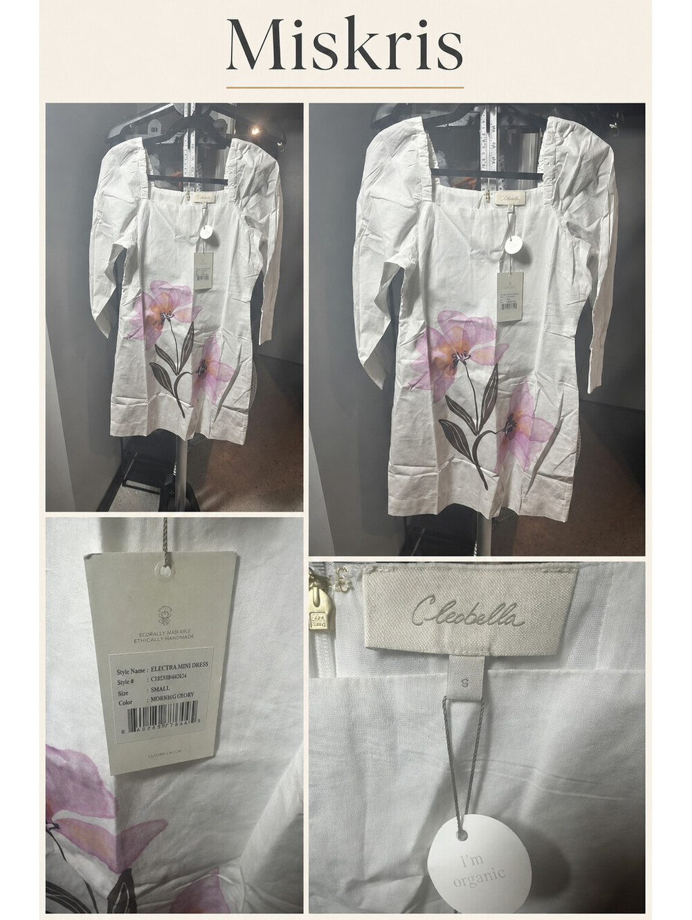NWT Cleobella Morning Glory Floral Mini Dress S Square Neck Puff Sleeve - Picture 2 of 2